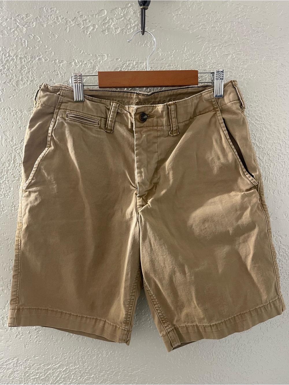 American Eagle Outfitters Men's Flat Front Preppy Khaki Shorts - Tan Size 28